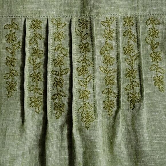 J. Jill Women's Celery Green Embroidered Linen Jacket - Picture 8 of 16